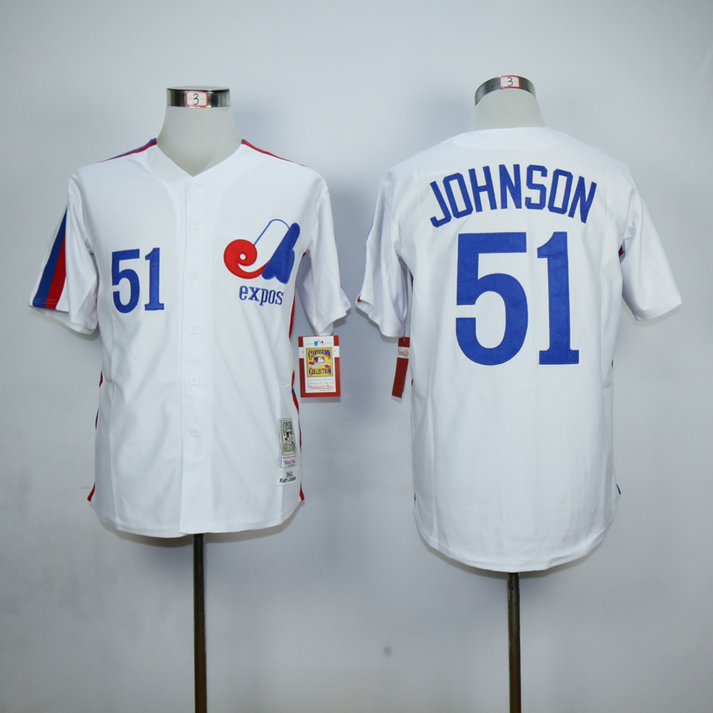 Men Montreal Expos 51 Johnson White MLB Jerseys